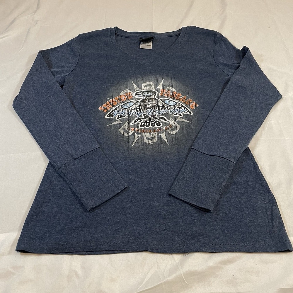 Harley Davidson 2017 Long Sleeve Shirt Inside Passage Logo Women's‎ Size Large